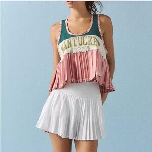 BDG Ace Spliced Graphic Pleated Peplum Tank Top